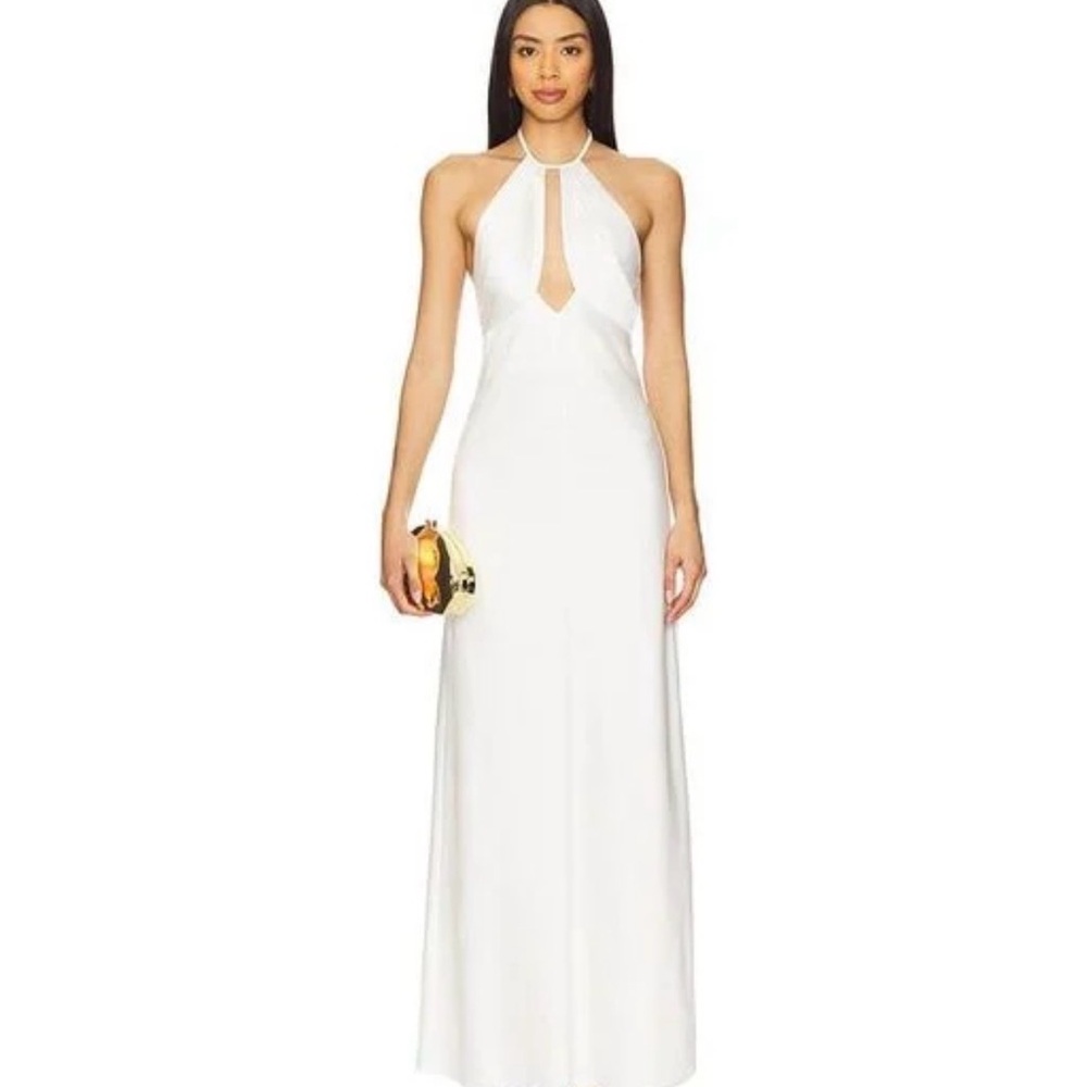 New Chic White Halter Maxi Dress size 4
